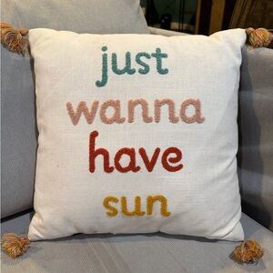 Colorful Embroidered Throw Pillow